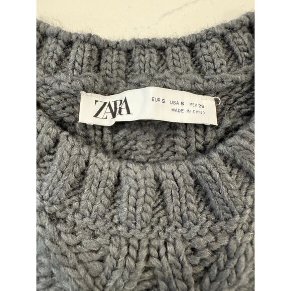 Zara gray cable sweater vest with pockets Size Small - Picture 2 of 5